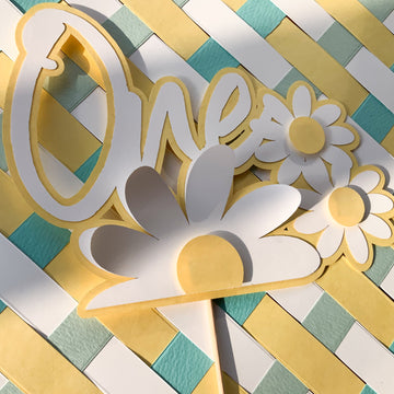 Pinfliers Daisy theme paper one cake topper for 1st birthday party for girls, 1 piece, white & yellow